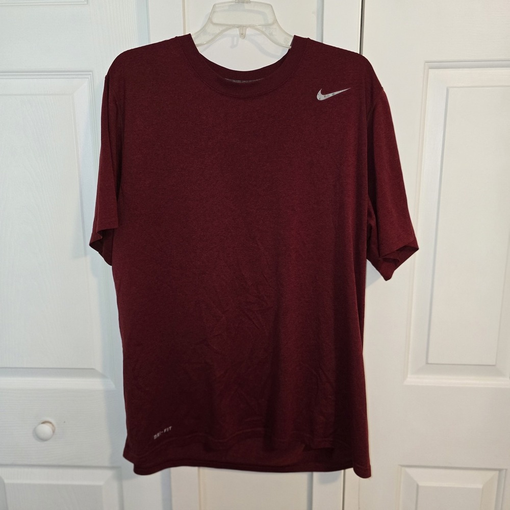 NIKE DRI-FIT THE NIKE TEE Men's Maroon Athletic Sport Shirt L